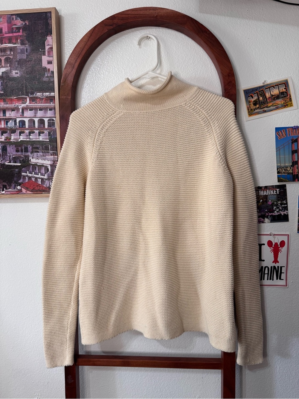 J. McLaughlin Cotton Rollneck Turtleneck Knit Sweater Ivory